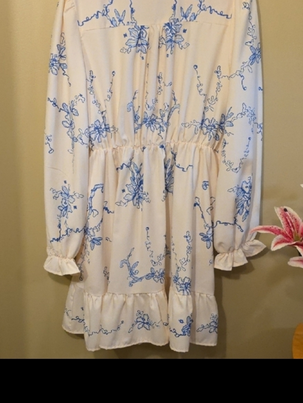 Cupshe Boho Orchids Ruffuled Mini Dress, Blue & Cream - Picture 10 of 13